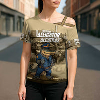 Alligator Alcatraz Cross Shoulder Shirt Police Gator Rock Penitentiary - Wonder Print Shop