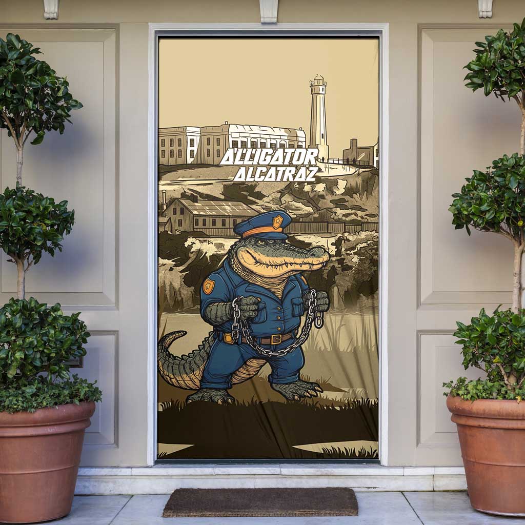 Alligator Alcatraz Door Cover Police Gator Rock Penitentiary - Wonder Print Shop
