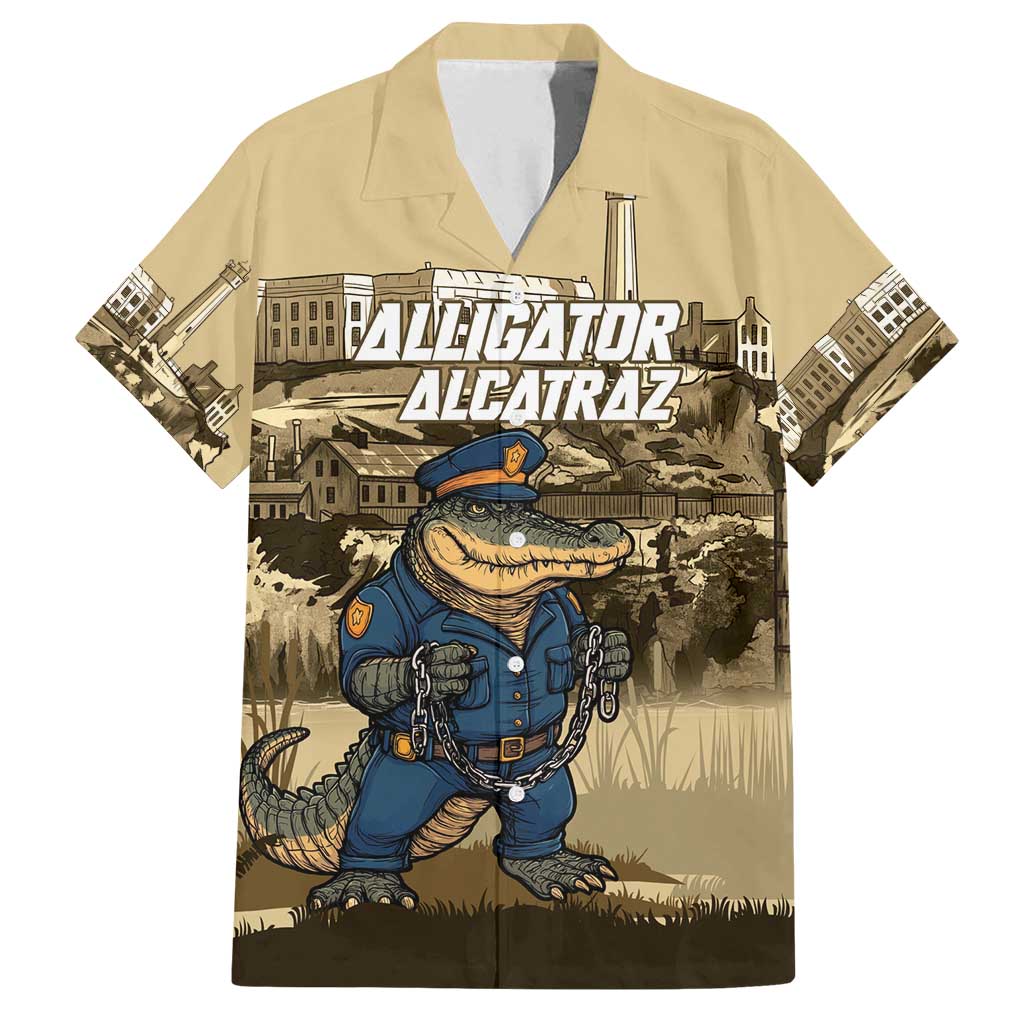 Alligator Alcatraz Family Matching Long Sleeve Bodycon Dress and Hawaiian Shirt Police Gator Rock Penitentiary - Wonder Print Shop