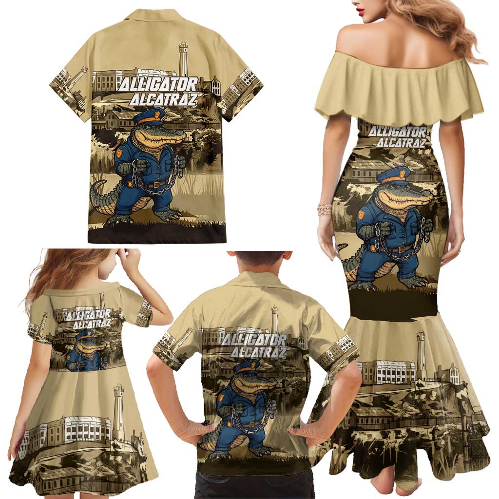 Alligator Alcatraz Family Matching Mermaid Dress and Hawaiian Shirt Police Gator Rock Penitentiary - Wonder Print Shop
