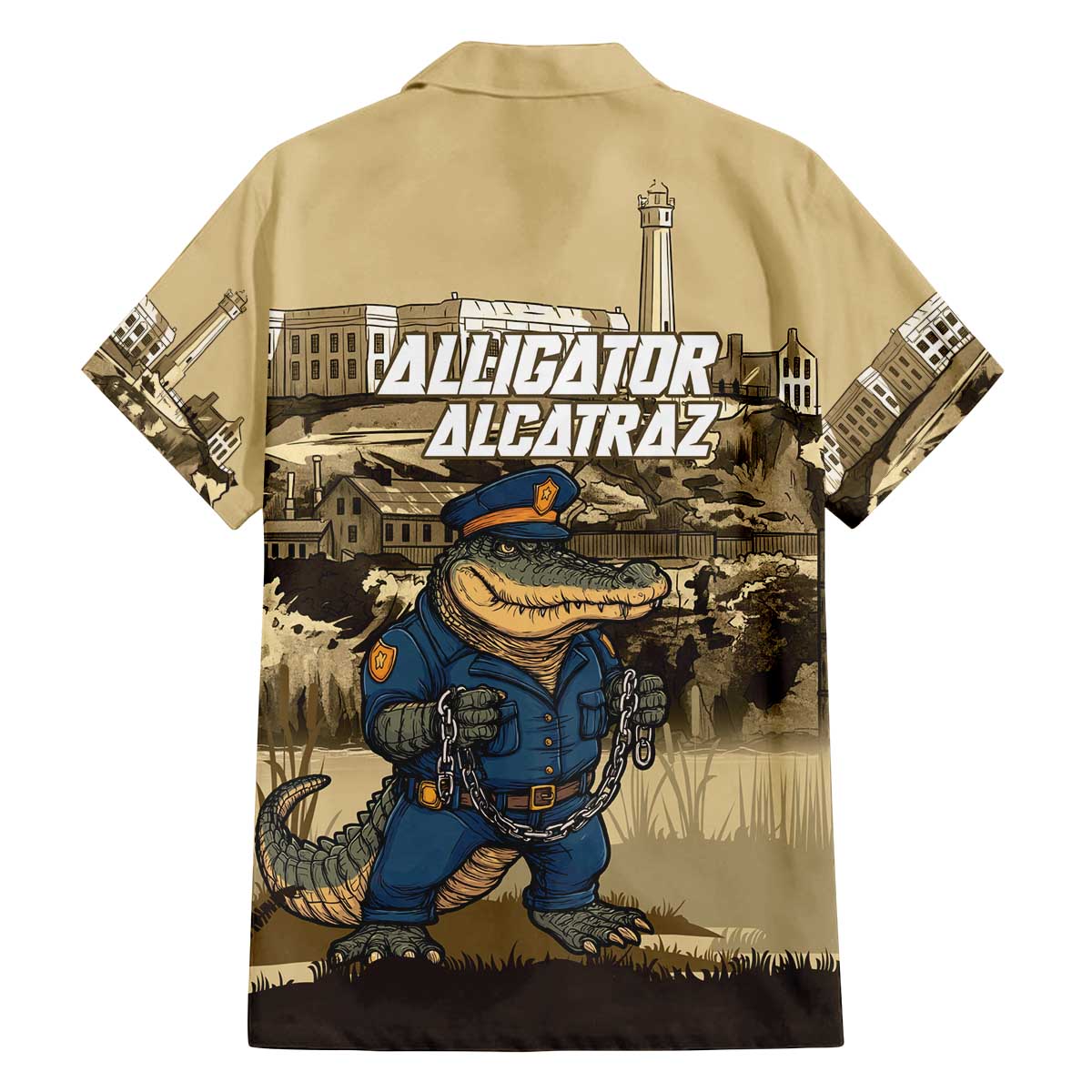 Alligator Alcatraz Family Matching Off The Shoulder Long Sleeve Dress and Hawaiian Shirt Police Gator Rock Penitentiary - Wonder Print Shop