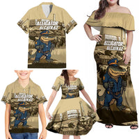 Alligator Alcatraz Family Matching Off Shoulder Maxi Dress and Hawaiian Shirt Police Gator Rock Penitentiary - Wonder Print Shop
