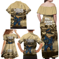 Alligator Alcatraz Family Matching Off Shoulder Maxi Dress and Hawaiian Shirt Police Gator Rock Penitentiary - Wonder Print Shop