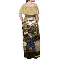 Alligator Alcatraz Family Matching Off Shoulder Maxi Dress and Hawaiian Shirt Police Gator Rock Penitentiary - Wonder Print Shop