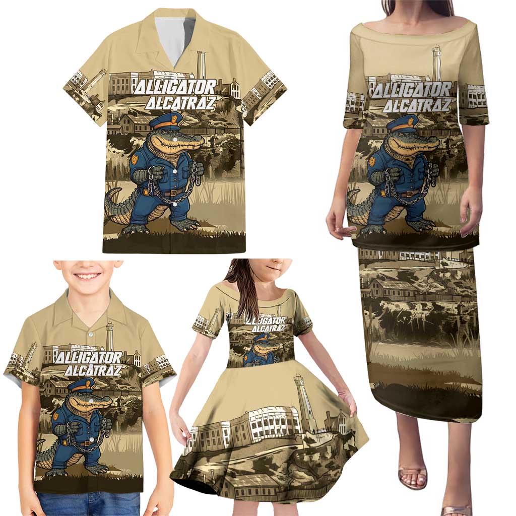 Alligator Alcatraz Family Matching Puletasi and Hawaiian Shirt Police Gator Rock Penitentiary - Wonder Print Shop