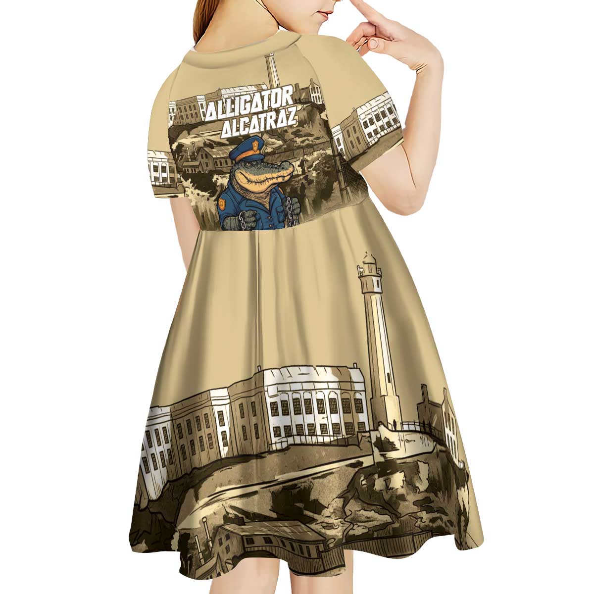 Alligator Alcatraz Kid Short Sleeve Dress Police Gator Rock Penitentiary - Wonder Print Shop