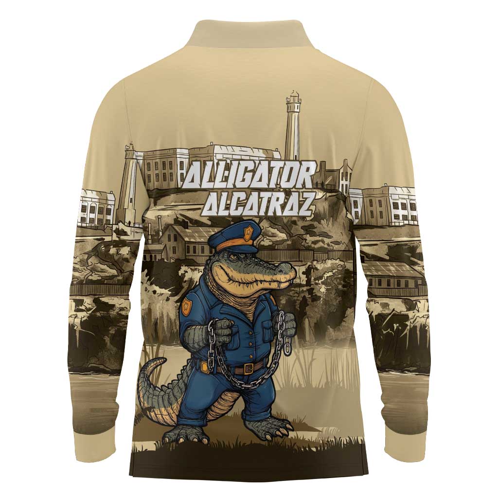 Alligator Alcatraz Long Sleeve Polo Shirt Police Gator Rock Penitentiary - Wonder Print Shop
