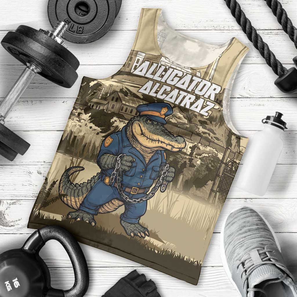 Alligator Alcatraz Men Tank Top Police Gator Rock Penitentiary - Wonder Print Shop