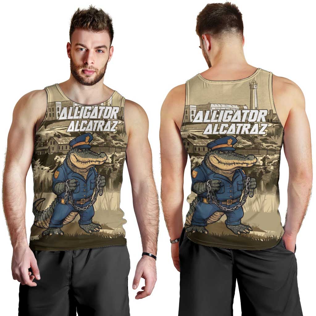 Alligator Alcatraz Men Tank Top Police Gator Rock Penitentiary - Wonder Print Shop