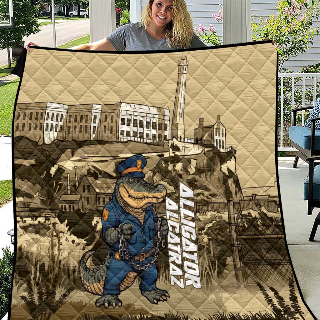 Alligator Alcatraz Quilt Police Gator Rock Penitentiary - Wonder Print Shop