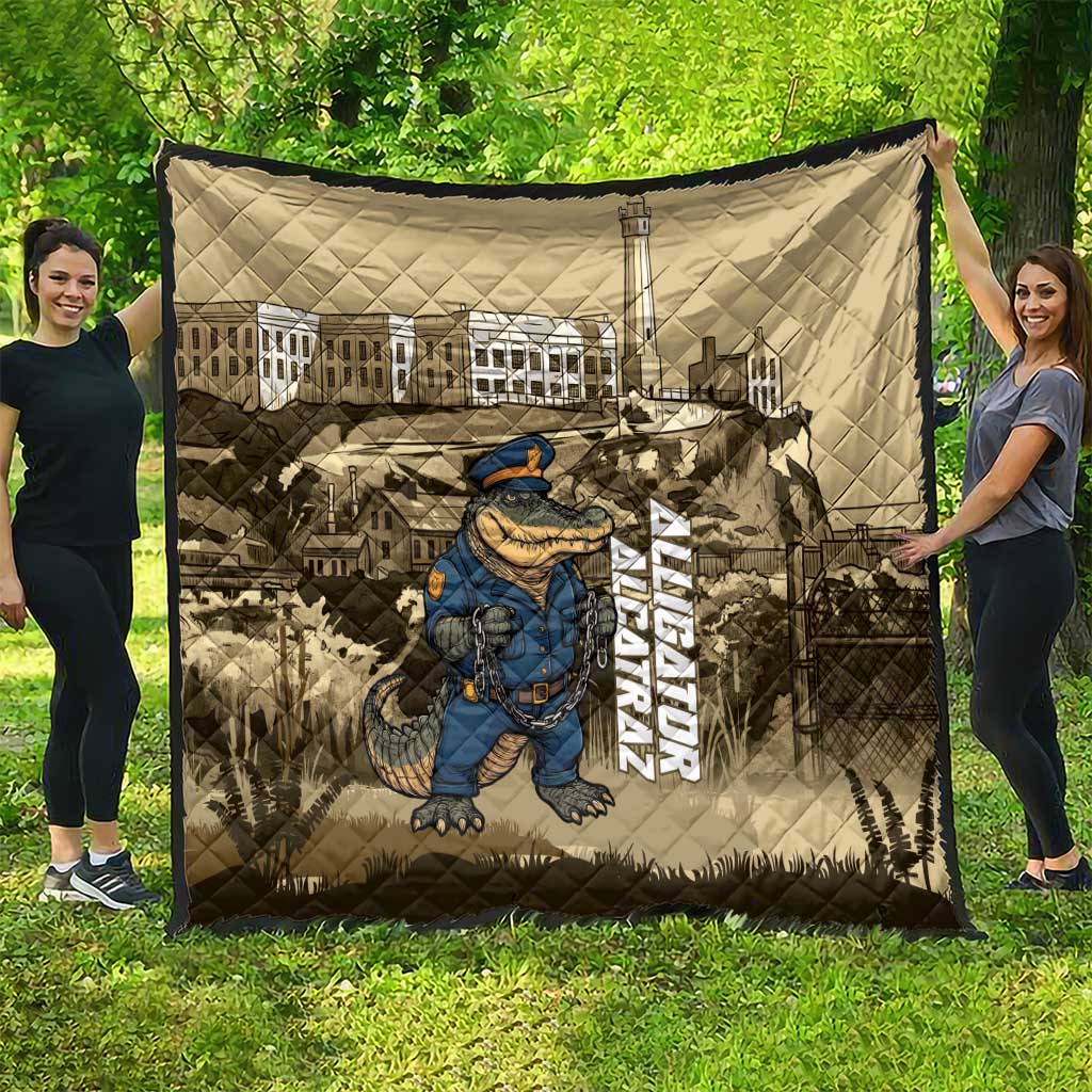 Alligator Alcatraz Quilt Police Gator Rock Penitentiary - Wonder Print Shop