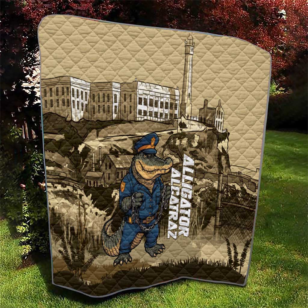 Alligator Alcatraz Quilt Police Gator Rock Penitentiary - Wonder Print Shop