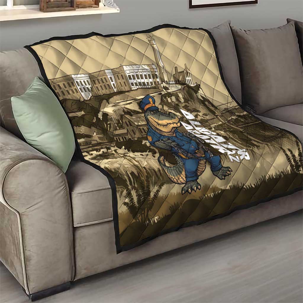 Alligator Alcatraz Quilt Police Gator Rock Penitentiary - Wonder Print Shop