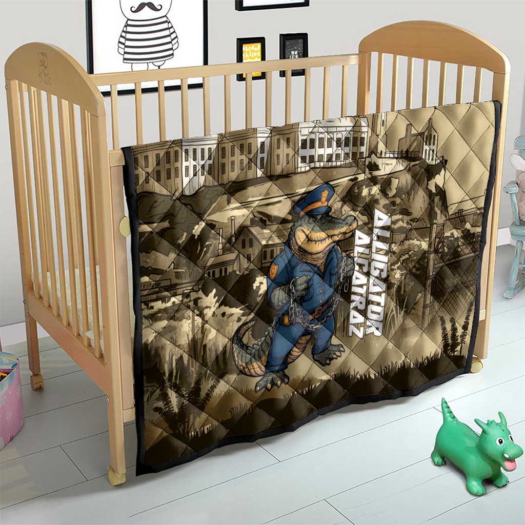 Alligator Alcatraz Quilt Police Gator Rock Penitentiary - Wonder Print Shop