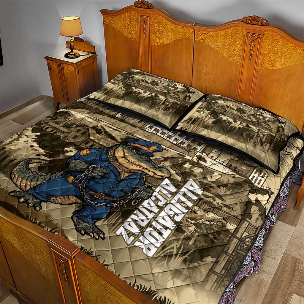 Alligator Alcatraz Quilt Bed Set Police Gator Rock Penitentiary - Wonder Print Shop