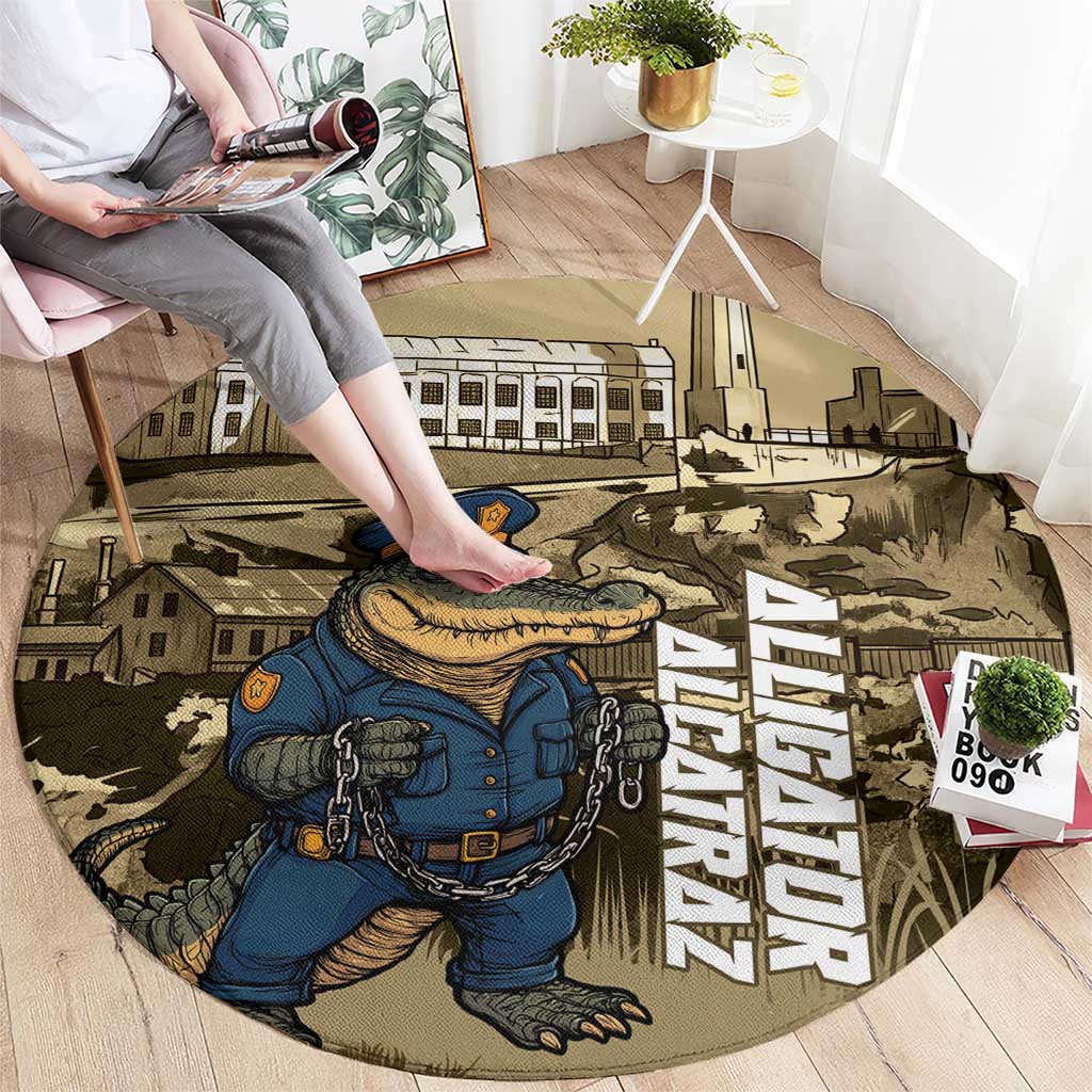 Alligator Alcatraz Round Carpet Police Gator Rock Penitentiary - Wonder Print Shop
