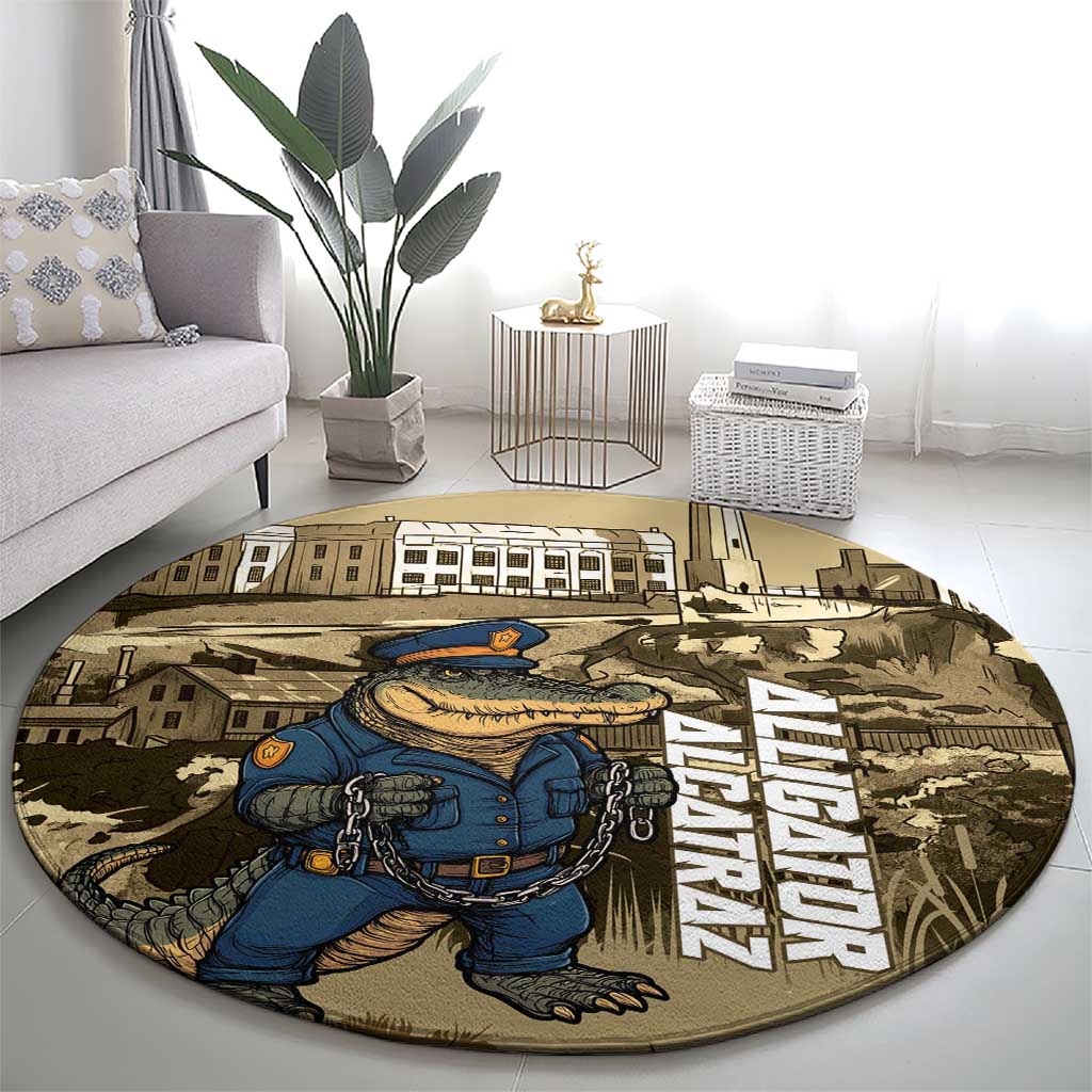 Alligator Alcatraz Round Carpet Police Gator Rock Penitentiary - Wonder Print Shop
