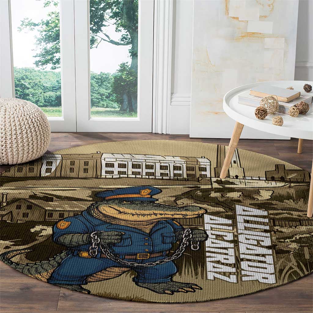 Alligator Alcatraz Round Carpet Police Gator Rock Penitentiary - Wonder Print Shop