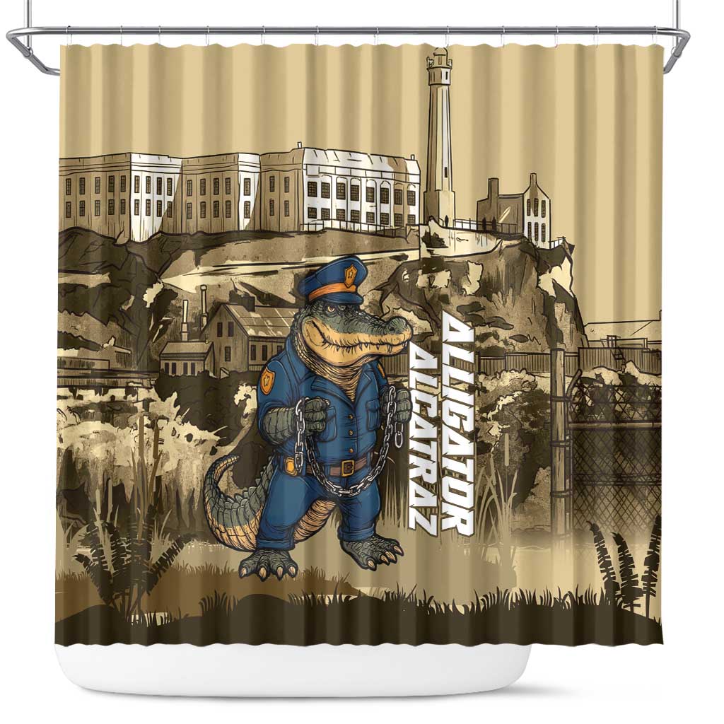 Alligator Alcatraz Shower Curtain Police Gator Rock Penitentiary - Wonder Print Shop