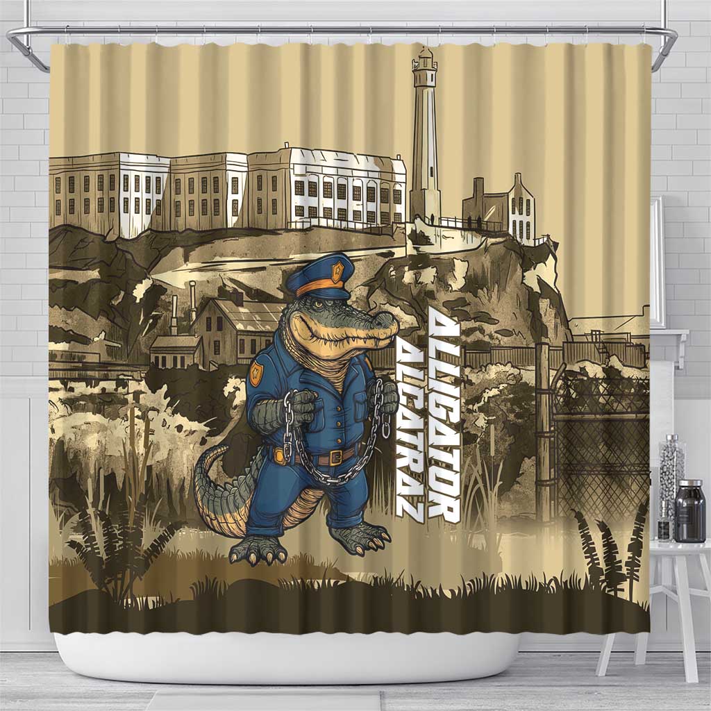 Alligator Alcatraz Shower Curtain Police Gator Rock Penitentiary - Wonder Print Shop