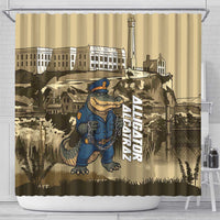 Alligator Alcatraz Shower Curtain Police Gator Rock Penitentiary - Wonder Print Shop