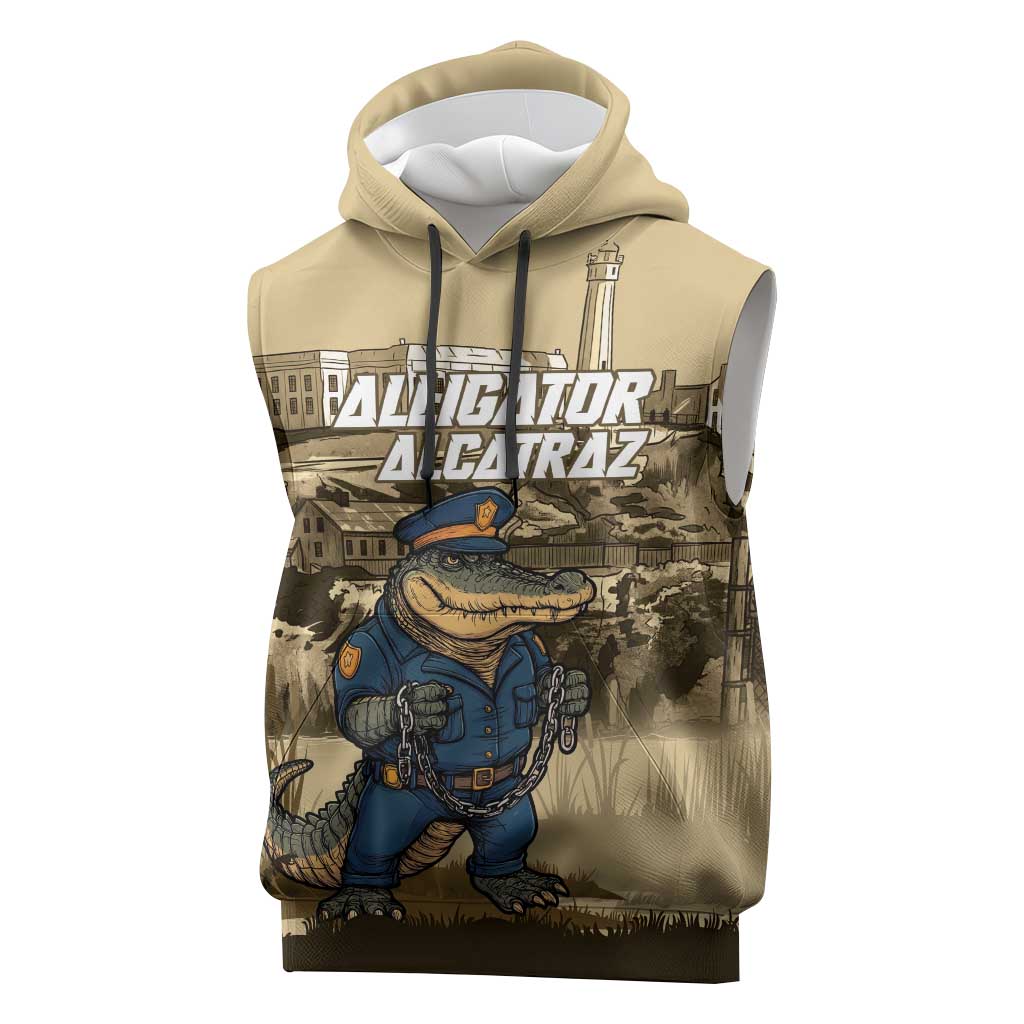 Alligator Alcatraz Sleeveless Hoodie Police Gator Rock Penitentiary - Wonder Print Shop