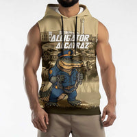 Alligator Alcatraz Sleeveless Hoodie Police Gator Rock Penitentiary - Wonder Print Shop