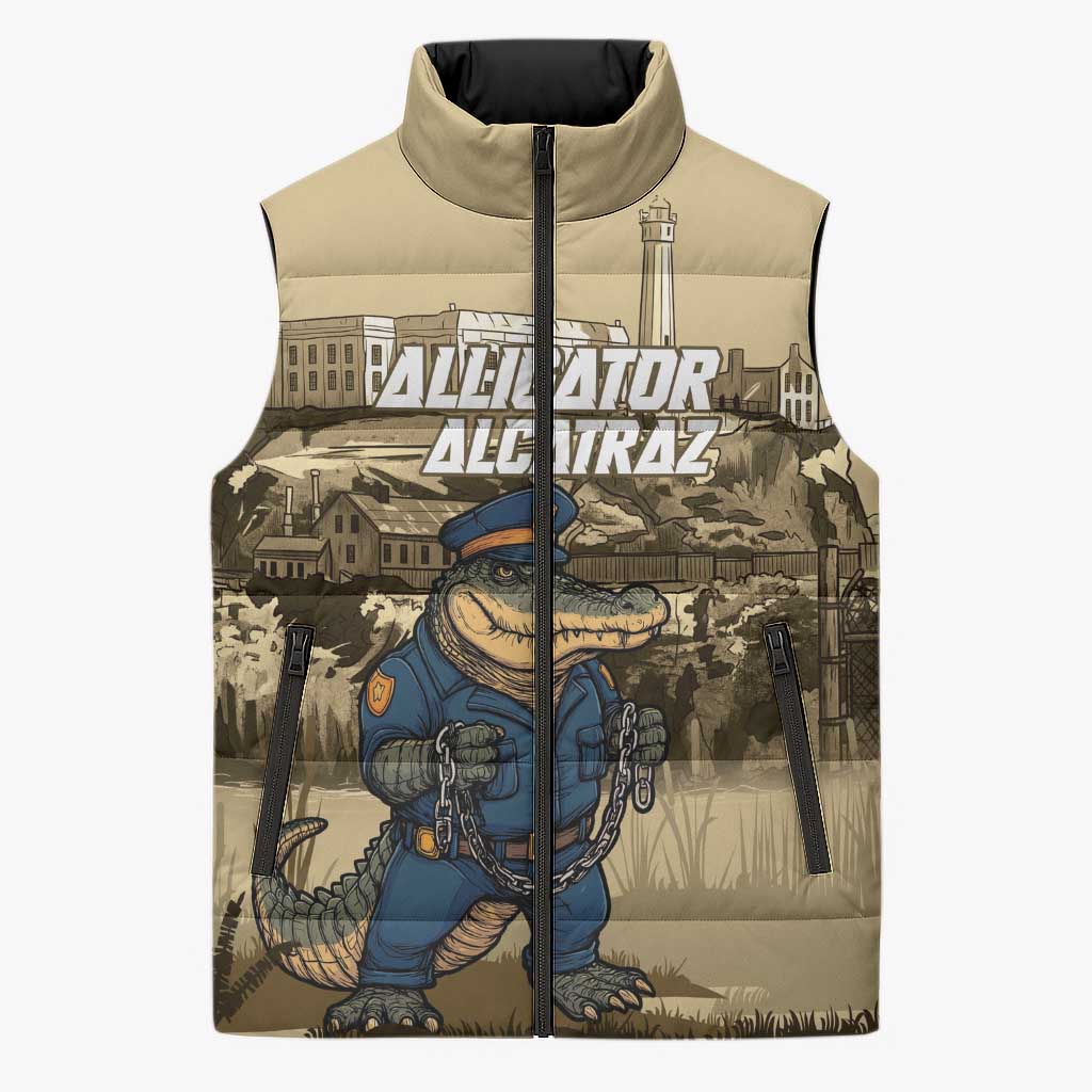 Alligator Alcatraz Sleeveless Puffer Jacket Police Gator Rock Penitentiary - Wonder Print Shop