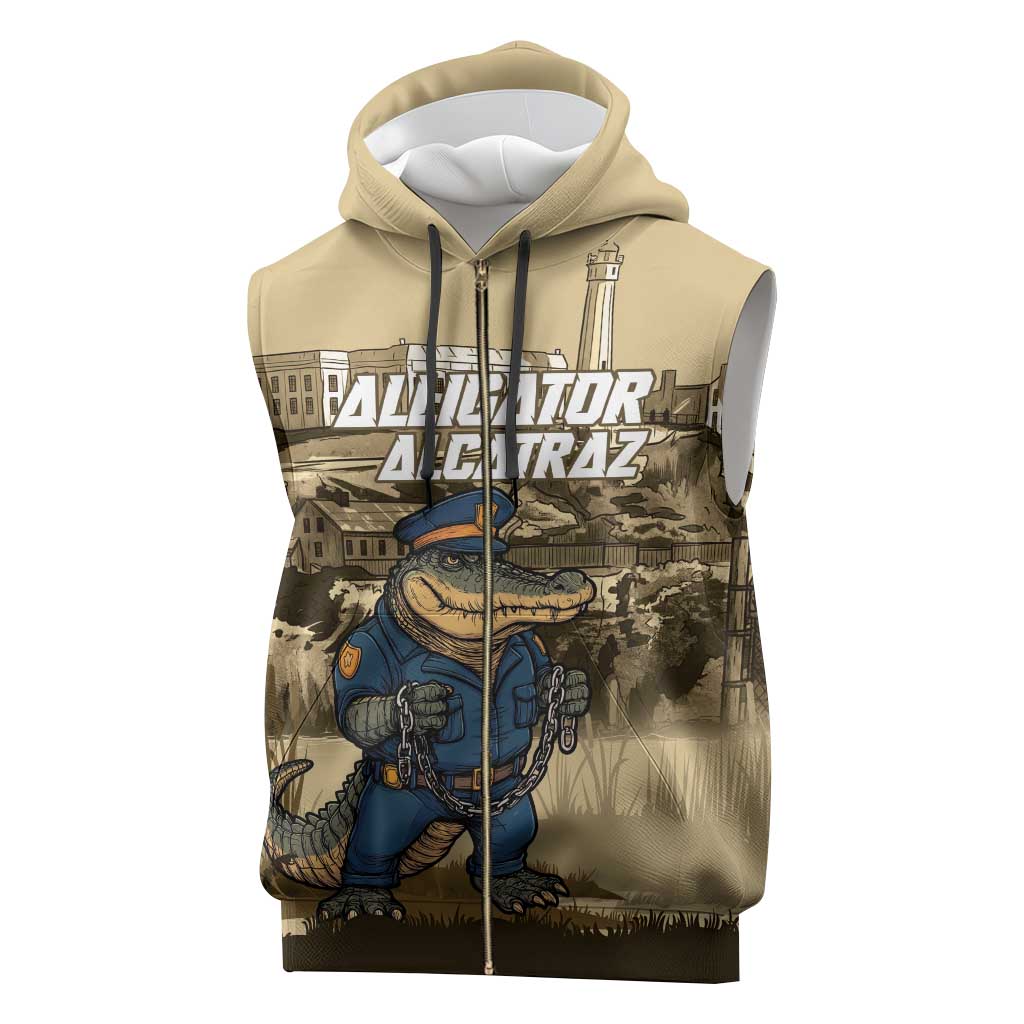 Alligator Alcatraz Sleeveless Zip Hoodie Police Gator Rock Penitentiary - Wonder Print Shop