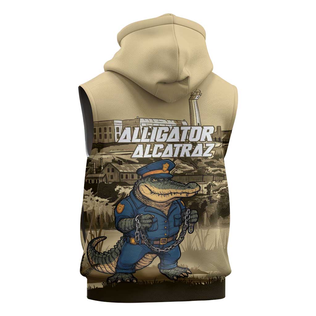 Alligator Alcatraz Sleeveless Zip Hoodie Police Gator Rock Penitentiary - Wonder Print Shop