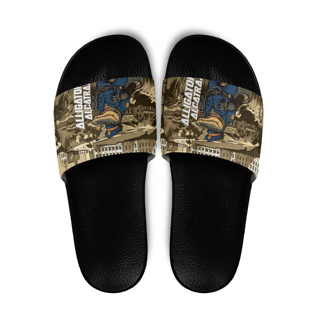 Alligator Alcatraz Slide Sandals Police Gator Rock Penitentiary - Wonder Print Shop