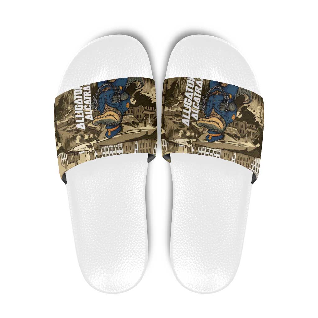 Alligator Alcatraz Slide Sandals Police Gator Rock Penitentiary - Wonder Print Shop
