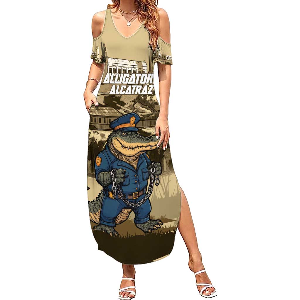 Alligator Alcatraz Summer Maxi Dress Police Gator Rock Penitentiary - Wonder Print Shop