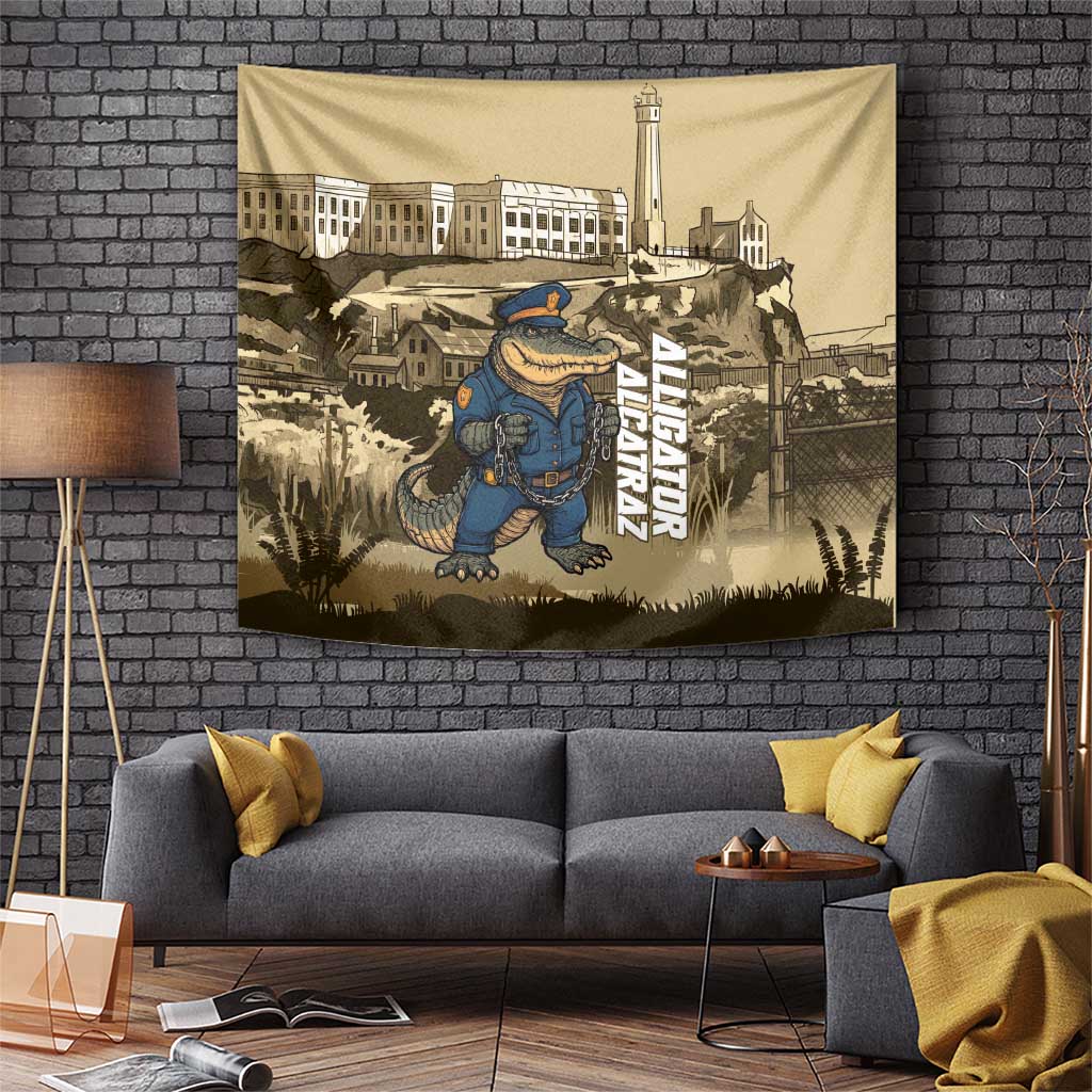 Alligator Alcatraz Tapestry Police Gator Rock Penitentiary - Wonder Print Shop