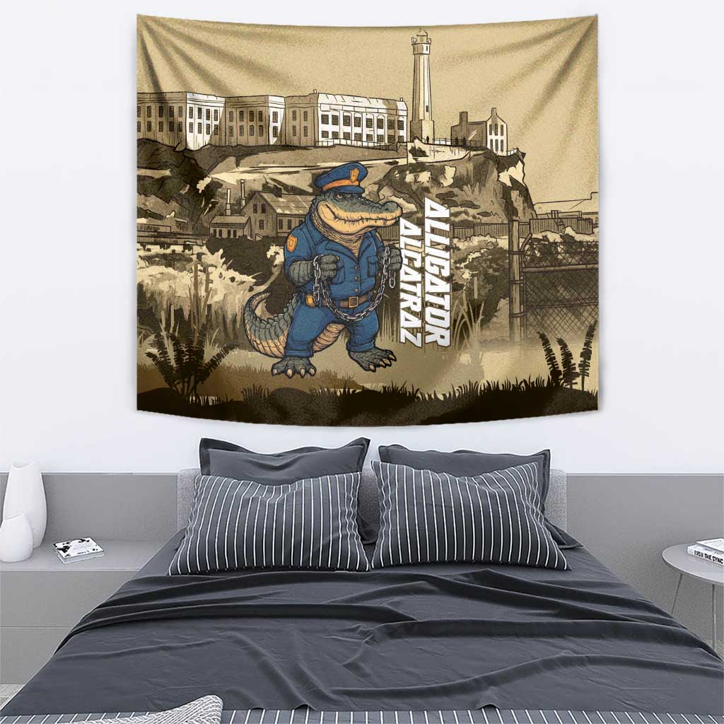 Alligator Alcatraz Tapestry Police Gator Rock Penitentiary - Wonder Print Shop