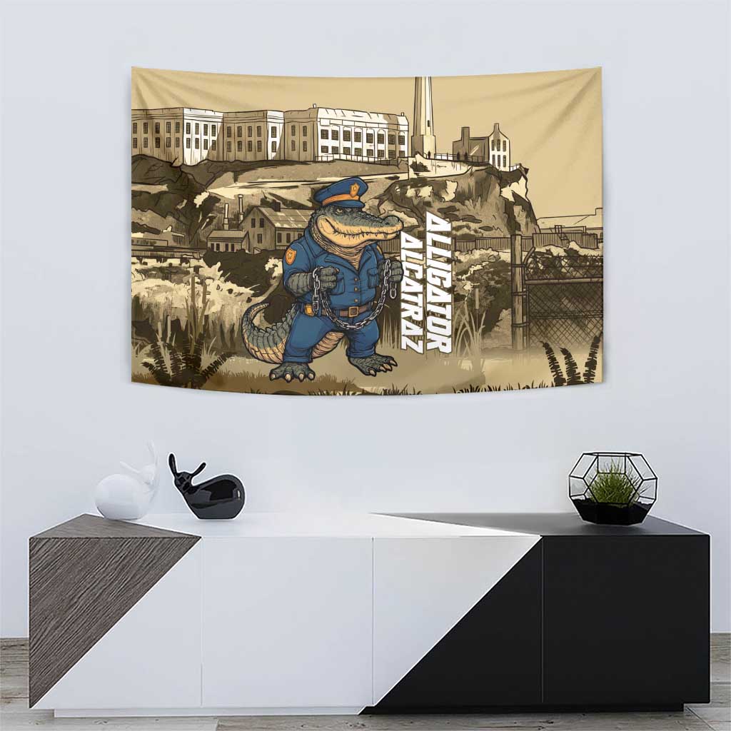Alligator Alcatraz Tapestry Police Gator Rock Penitentiary - Wonder Print Shop
