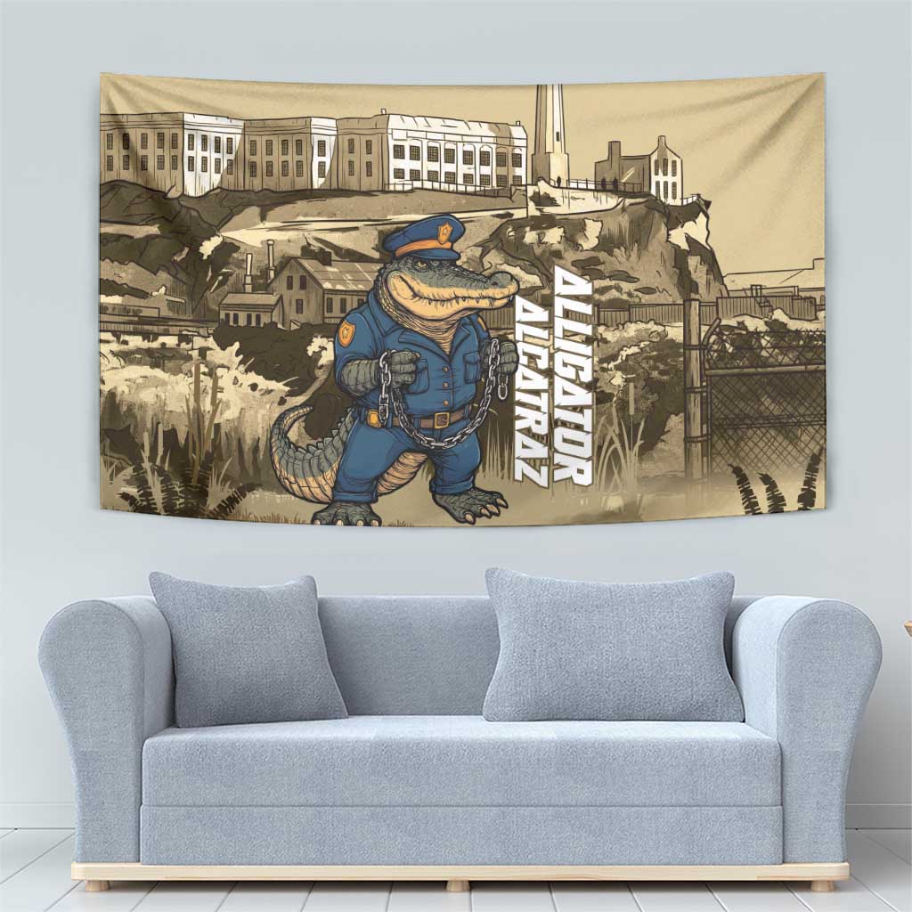 Alligator Alcatraz Tapestry Police Gator Rock Penitentiary - Wonder Print Shop