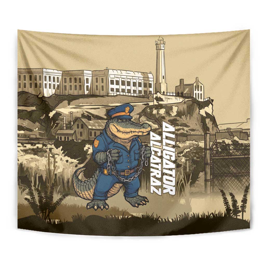 Alligator Alcatraz Tapestry Police Gator Rock Penitentiary - Wonder Print Shop