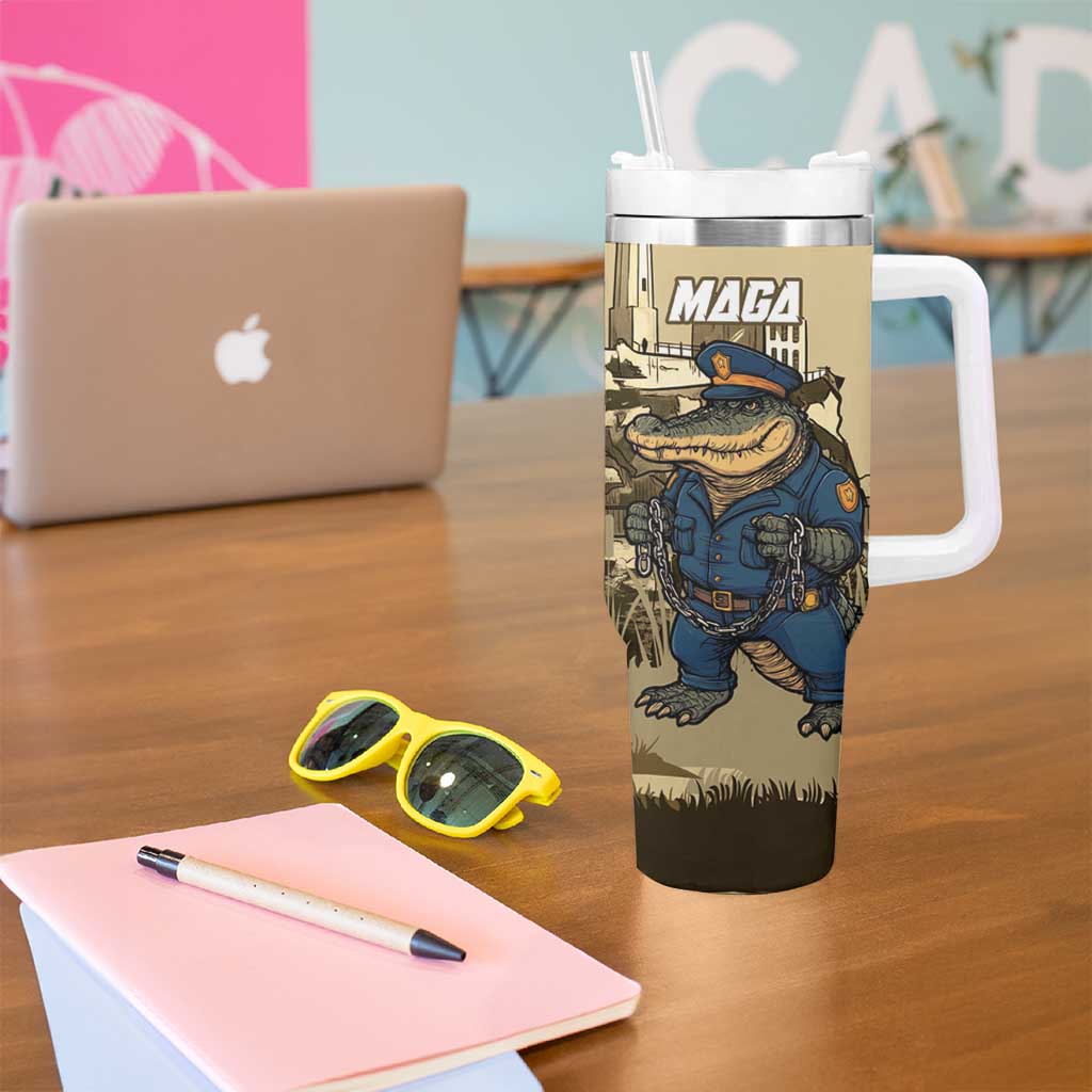 Alligator Alcatraz Tumbler With Handle Police Gator Rock Penitentiary - Wonder Print Shop