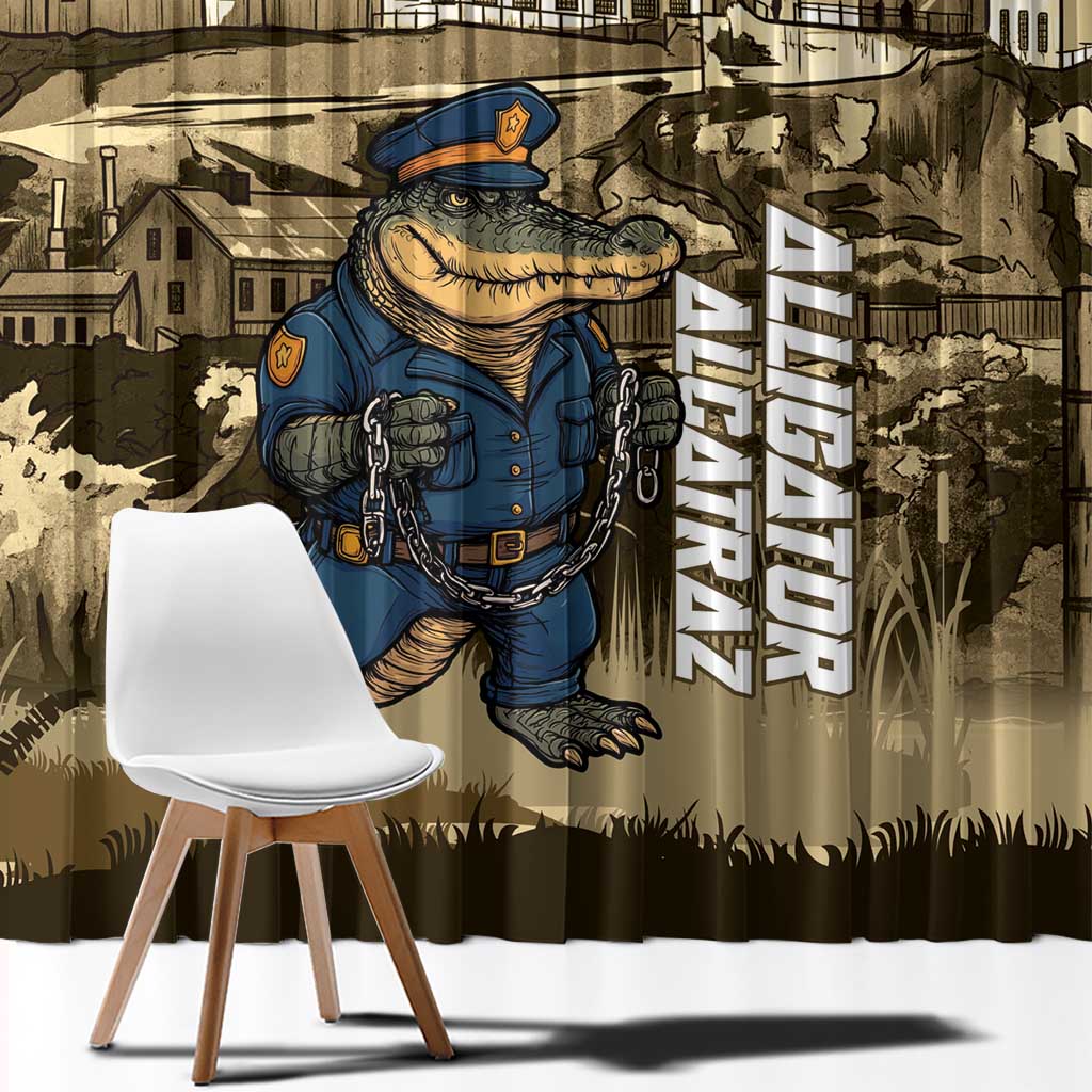 Alligator Alcatraz Window Curtain Police Gator Rock Penitentiary - Wonder Print Shop