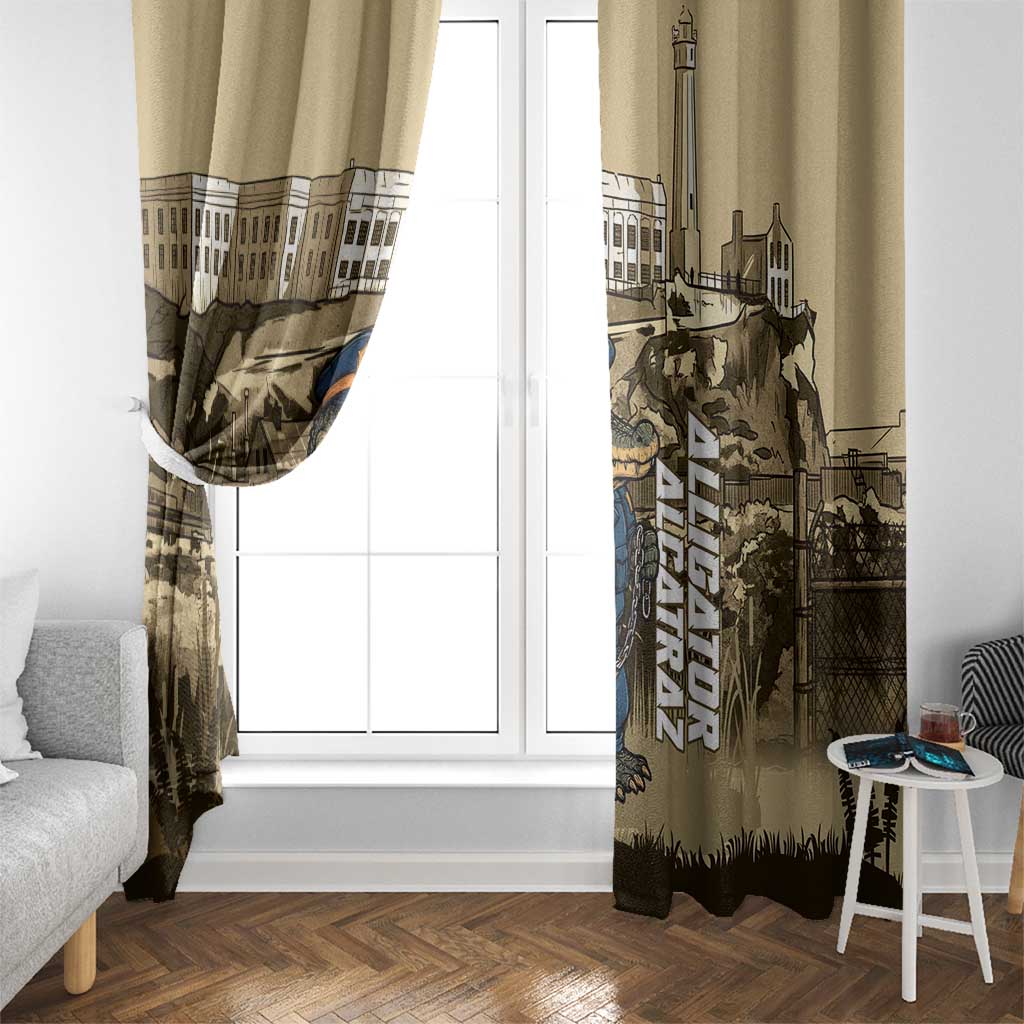 Alligator Alcatraz Window Curtain Police Gator Rock Penitentiary - Wonder Print Shop