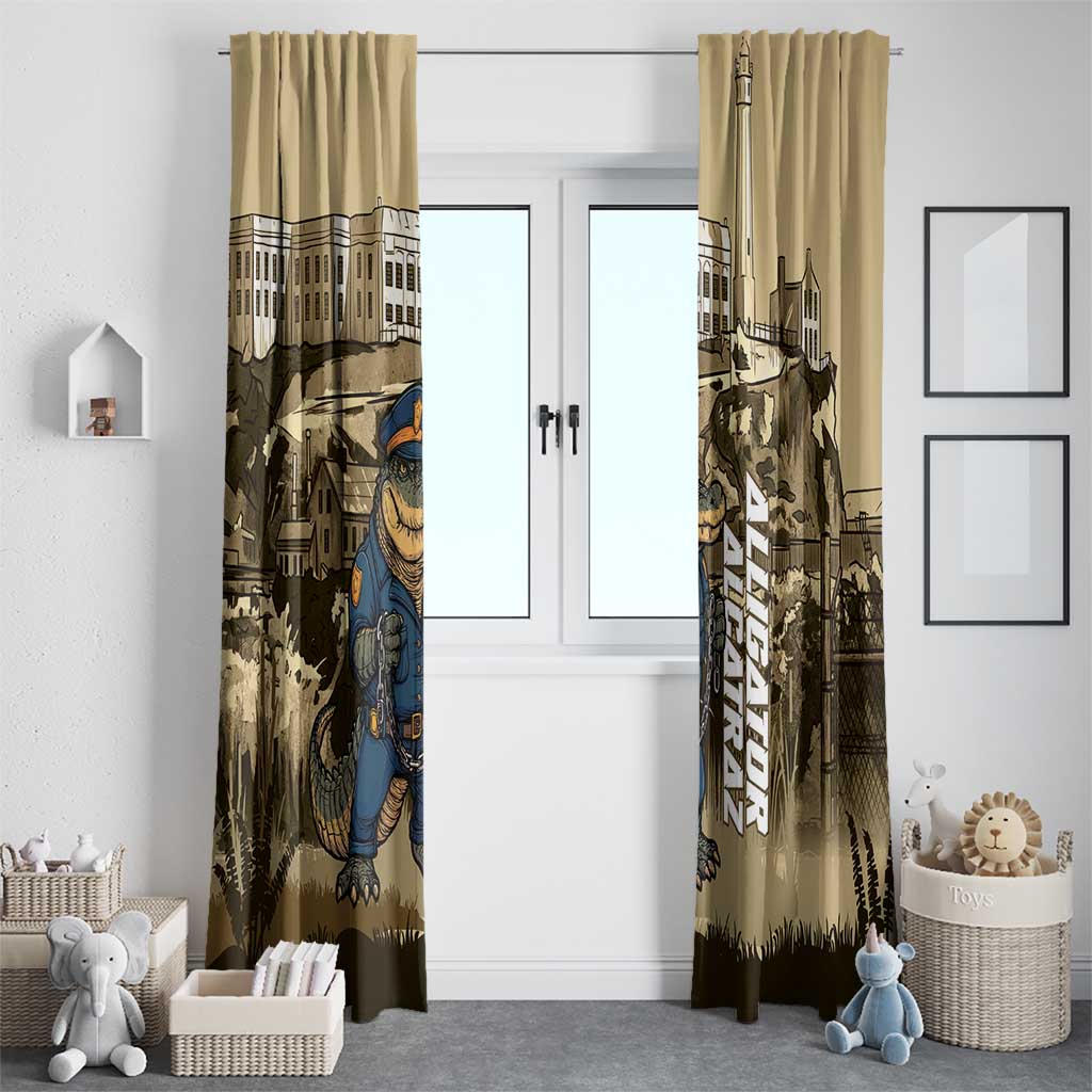 Alligator Alcatraz Window Curtain Police Gator Rock Penitentiary - Wonder Print Shop