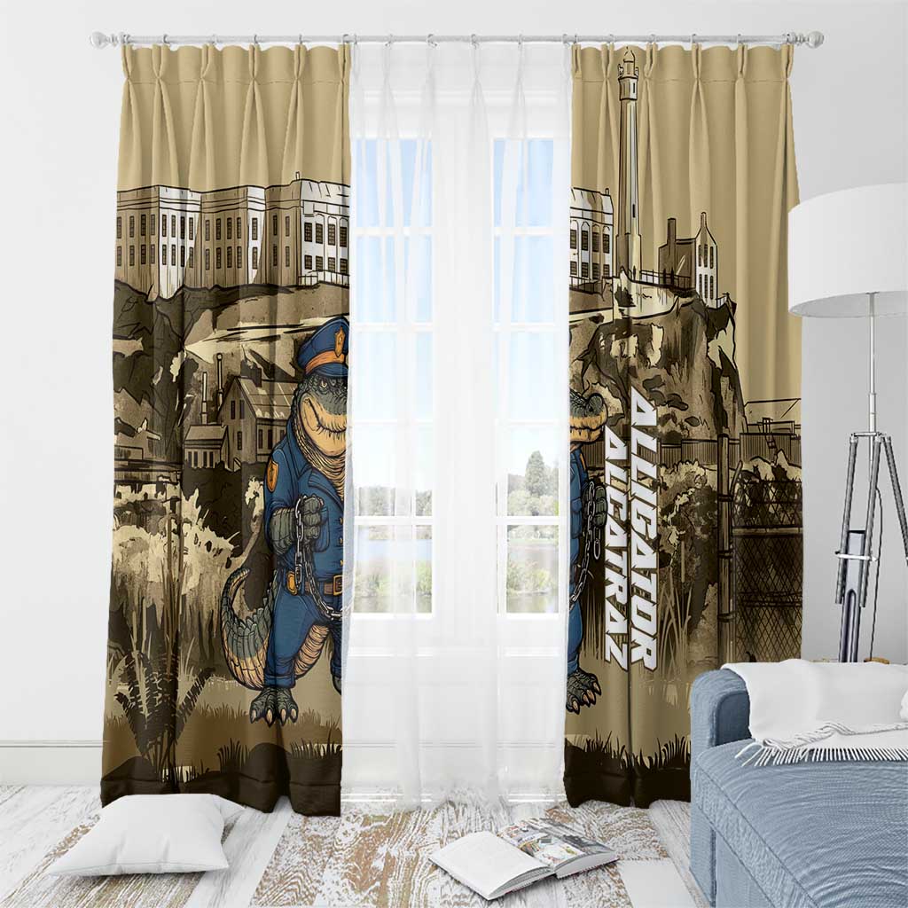 Alligator Alcatraz Window Curtain Police Gator Rock Penitentiary - Wonder Print Shop