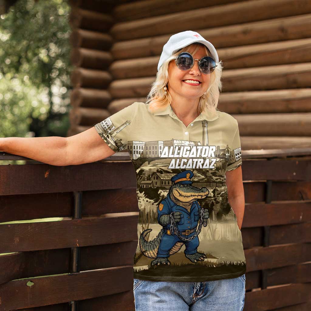 Alligator Alcatraz Women Polo Shirt Police Gator Rock Penitentiary - Wonder Print Shop