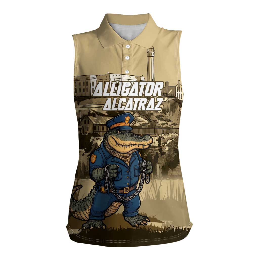 Alligator Alcatraz Women Sleeveless Polo Shirt Police Gator Rock Penitentiary - Wonder Print Shop