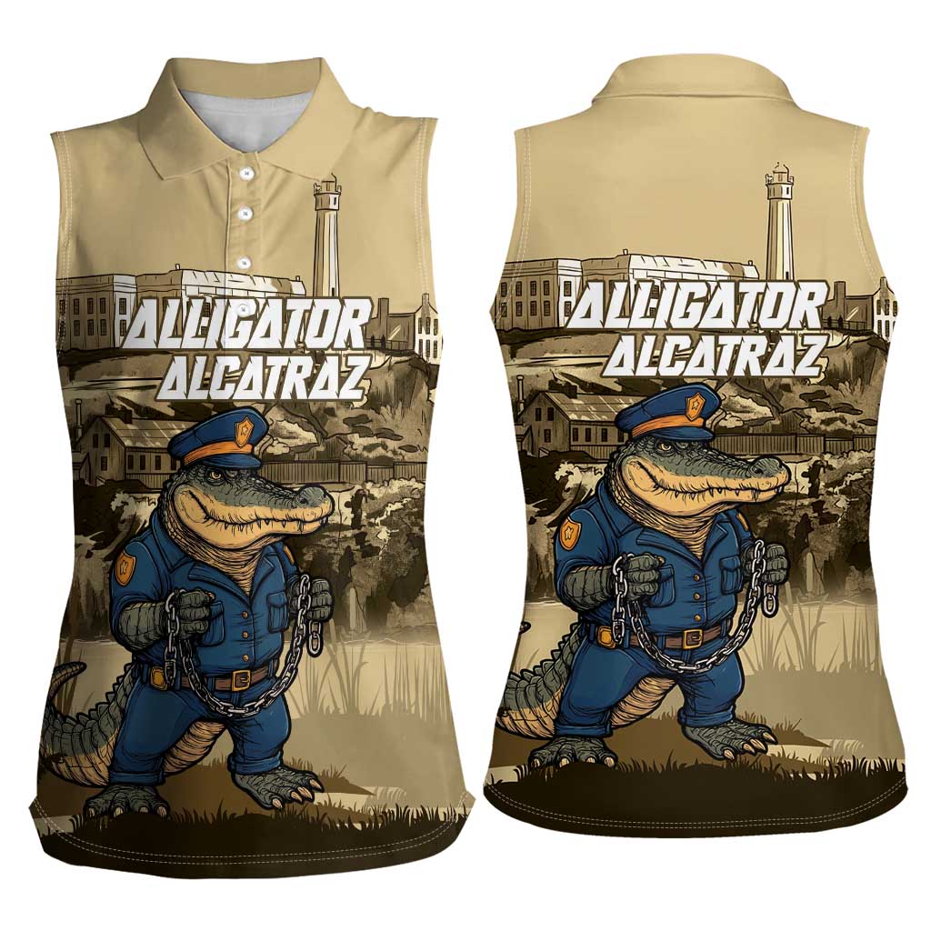 Alligator Alcatraz Women Sleeveless Polo Shirt Police Gator Rock Penitentiary - Wonder Print Shop