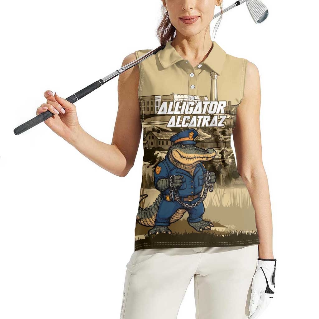 Alligator Alcatraz Women Sleeveless Polo Shirt Police Gator Rock Penitentiary - Wonder Print Shop