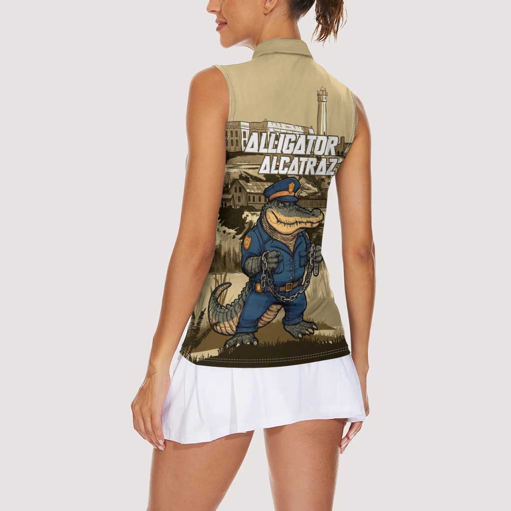 Alligator Alcatraz Women Sleeveless Polo Shirt Police Gator Rock Penitentiary - Wonder Print Shop