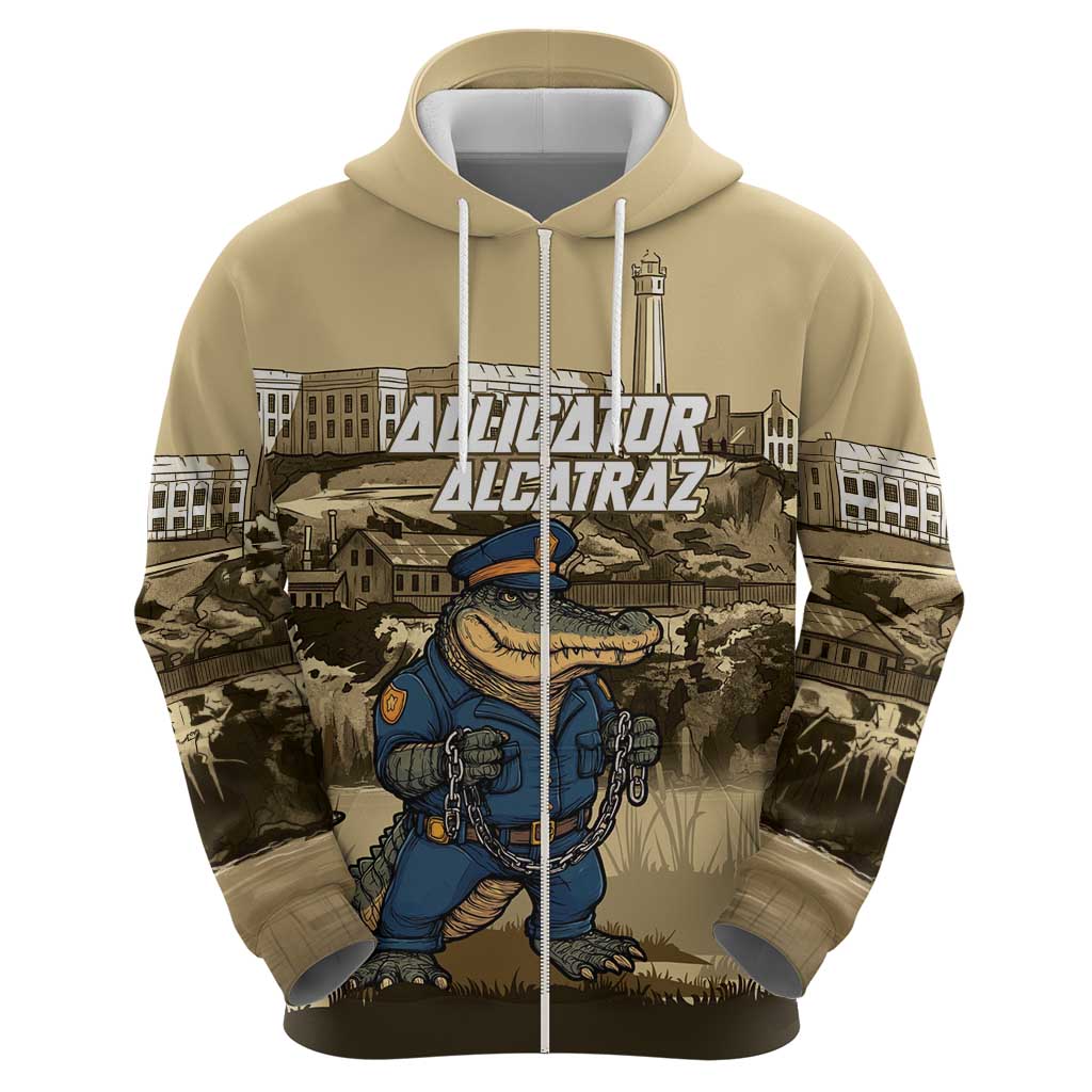 Alligator Alcatraz Zip Hoodie Police Gator Rock Penitentiary - Wonder Print Shop