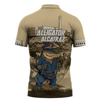 Alligator Alcatraz Zipper Polo Shirt Police Gator Rock Penitentiary - Wonder Print Shop